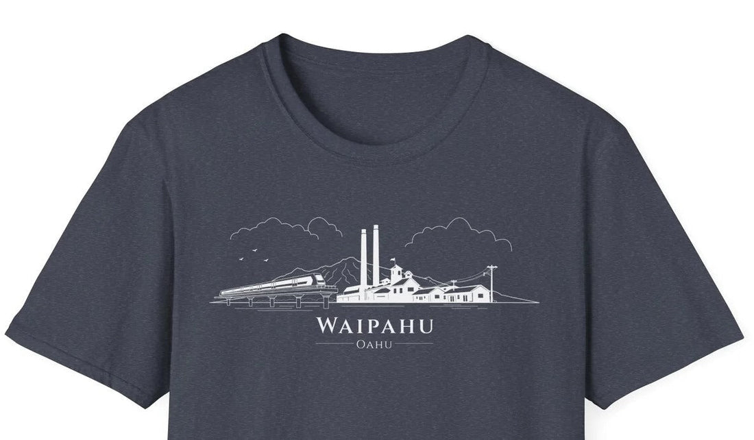 Closeup photo of the Waipahu Skyline tee.