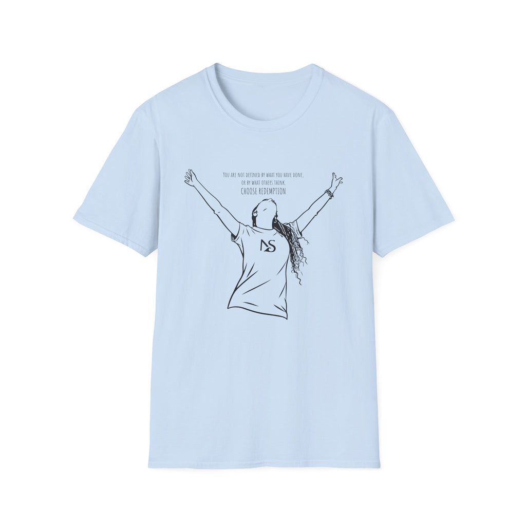 'Choose Redemption' Inspirational Woman Illustration Tee (black line art)