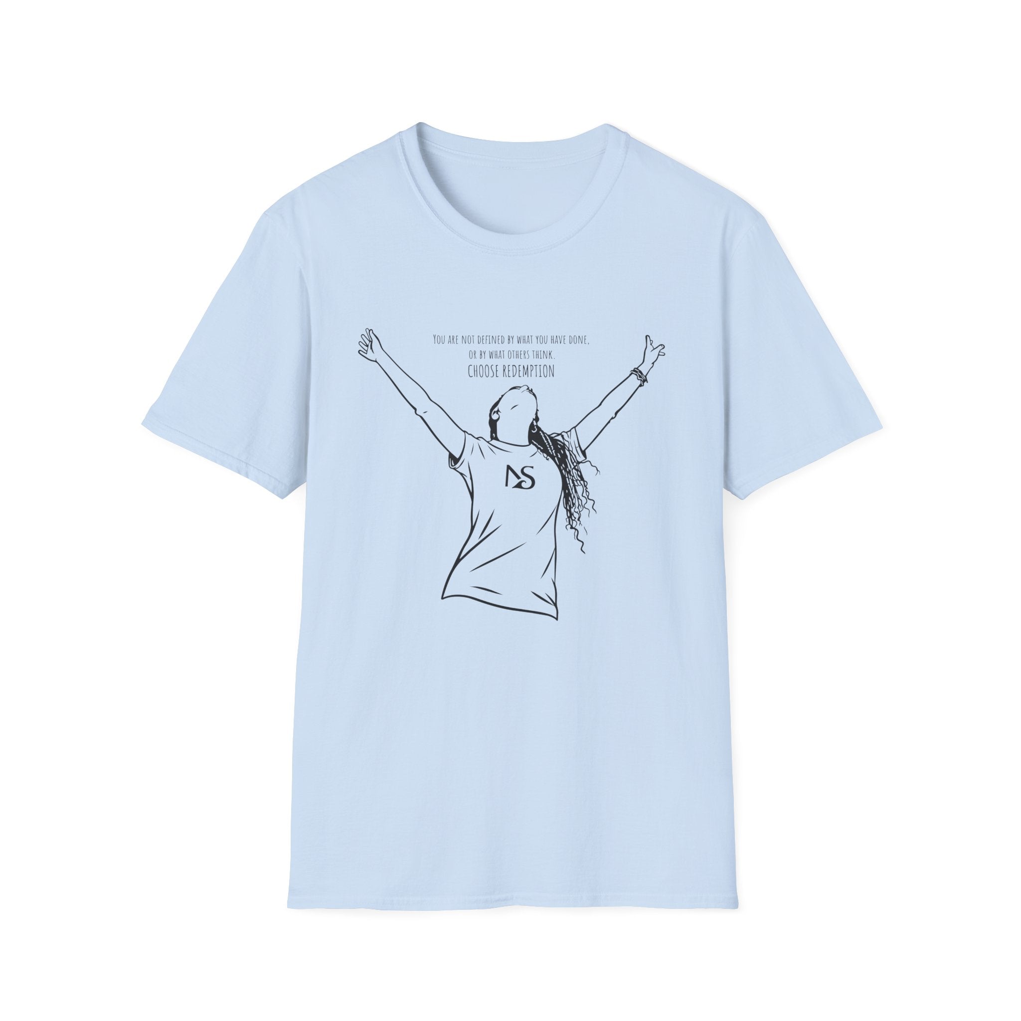 'Choose Redemption' Inspirational Woman Illustration Tee (black line art)