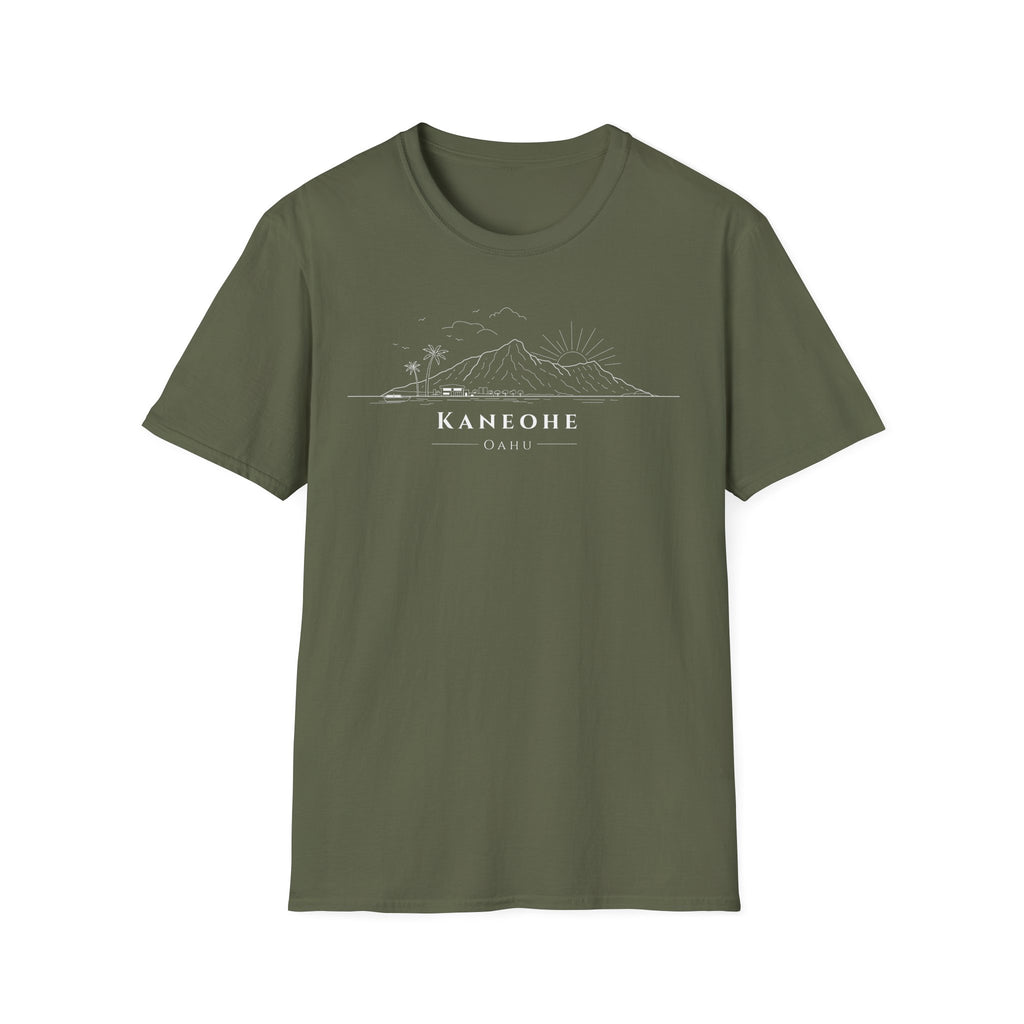 Kaneohe Skyline T-Shirt (white lineart & text)