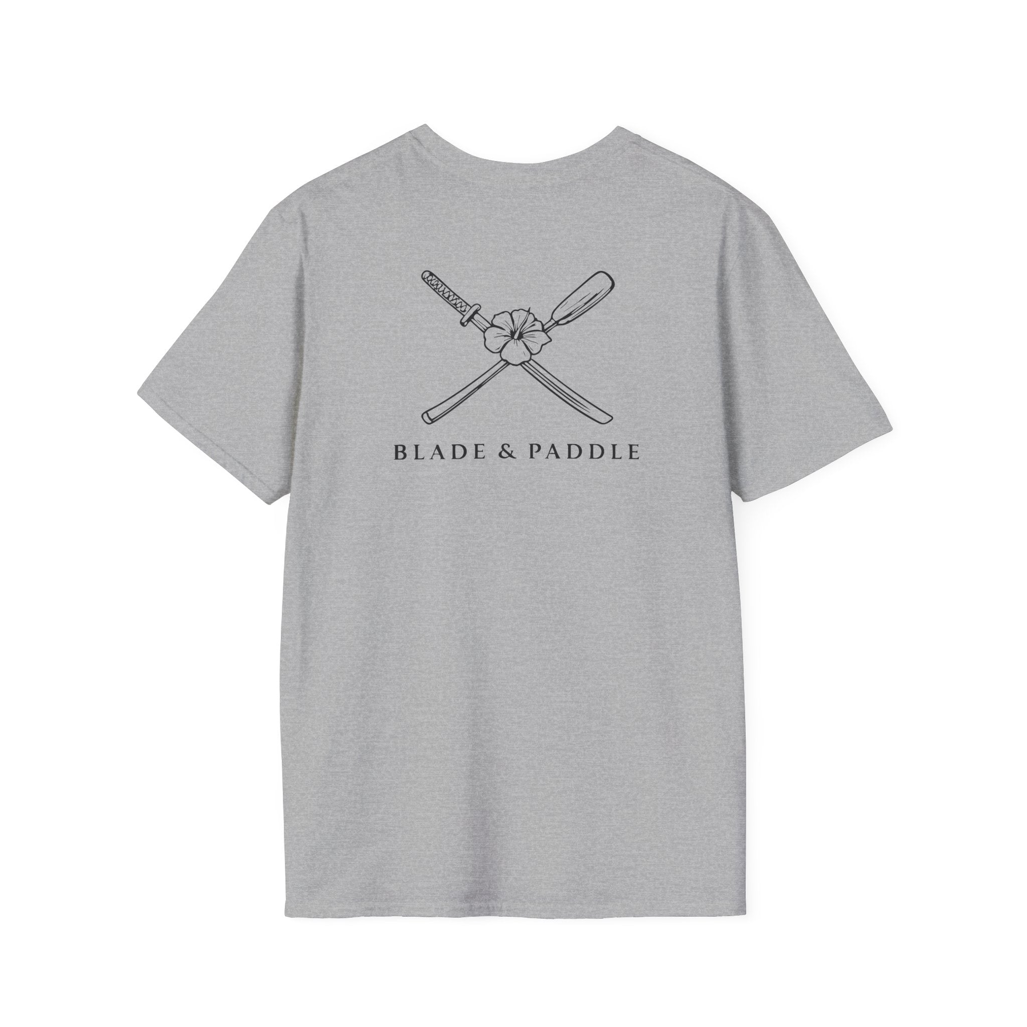 Blade & Paddle T-Shirt (Front/Back logos in black lineart)