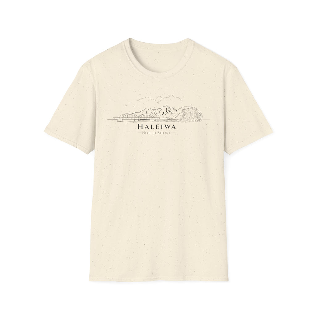 Haleiwa Skyline T-Shirt (black lineart & text)