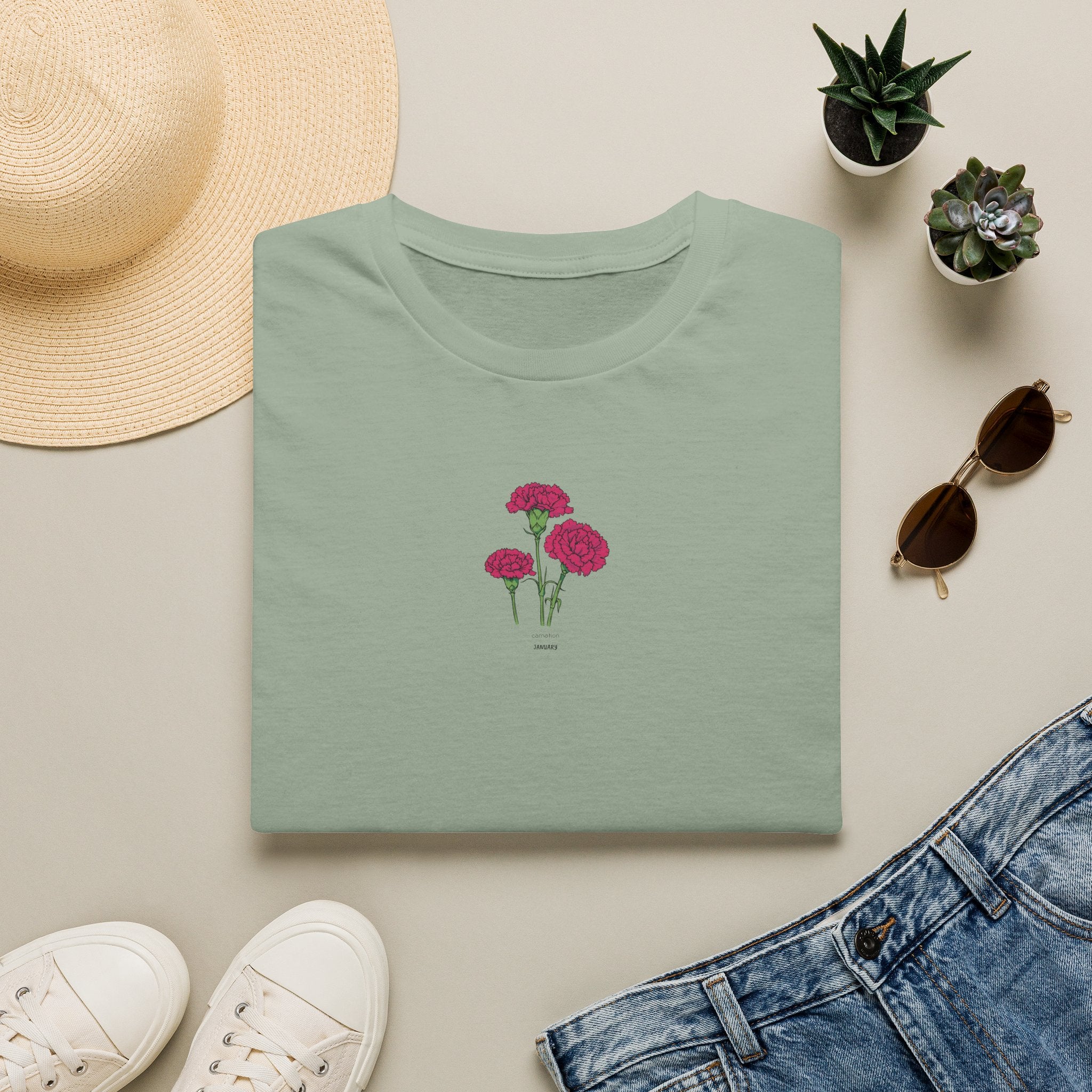 January's flower of the month - Nori Shore's Red Carnation Tee T‑Shirt