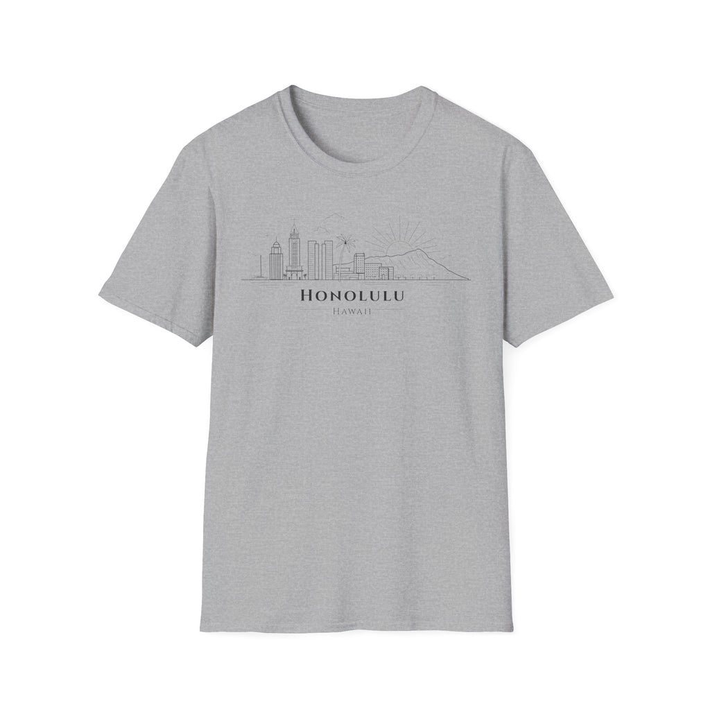 Honolulu Skyline T-Shirt (black lineart & text)