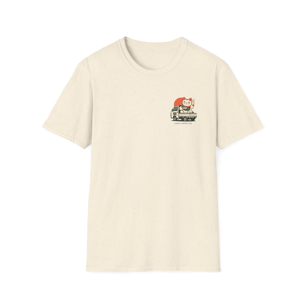 Small Front Logo Lucky Maneki-Neko Truck T-Shirt — "Fortune Favors the Bold"