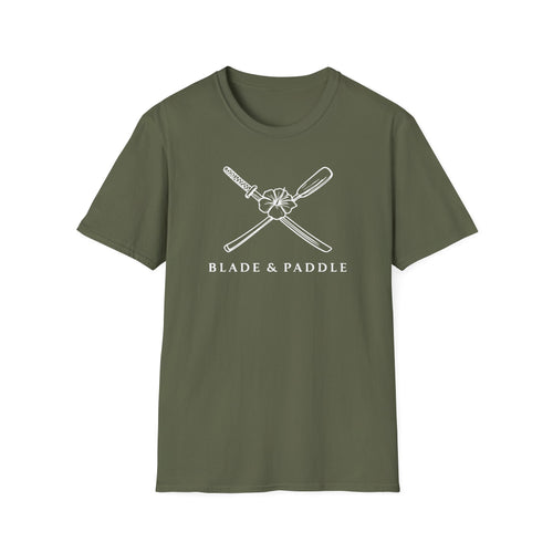 Dark Blade & Paddle T-Shirt (center front logos in white lineart)