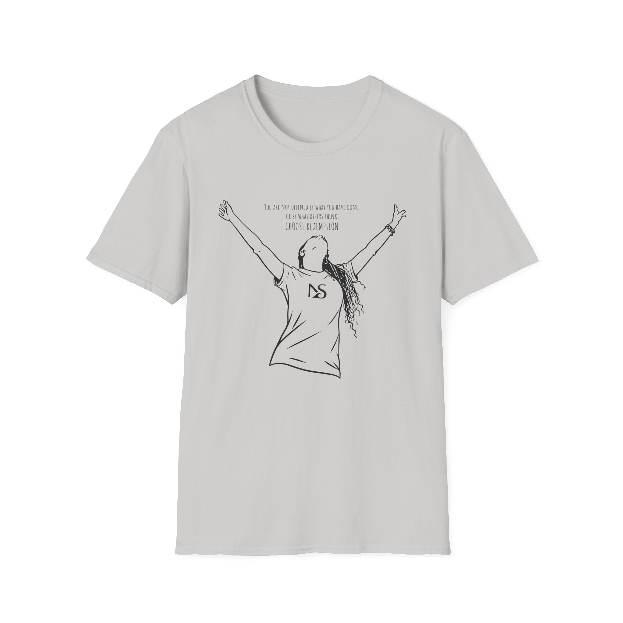 'Choose Redemption' Inspirational Woman Illustration Tee (black line art)