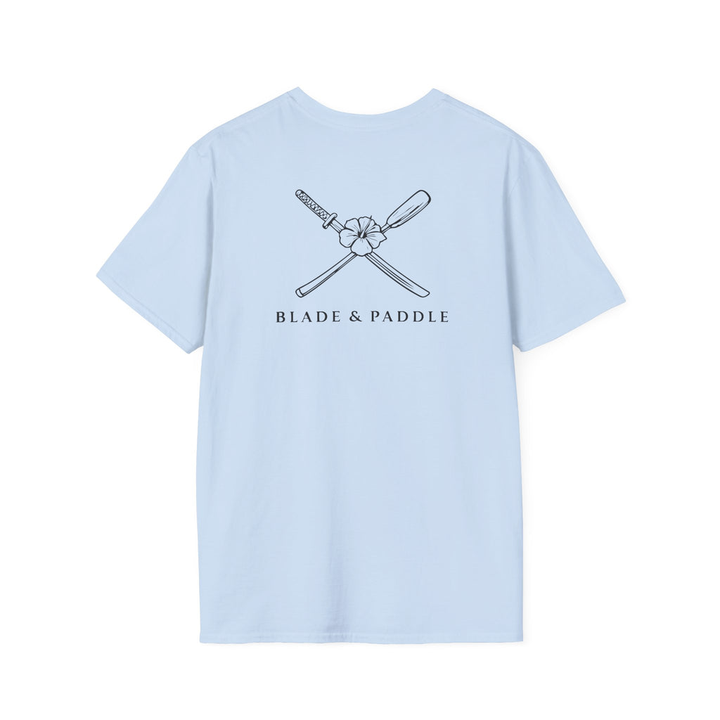 Blade & Paddle T-Shirt (Front/Back logos in black lineart)