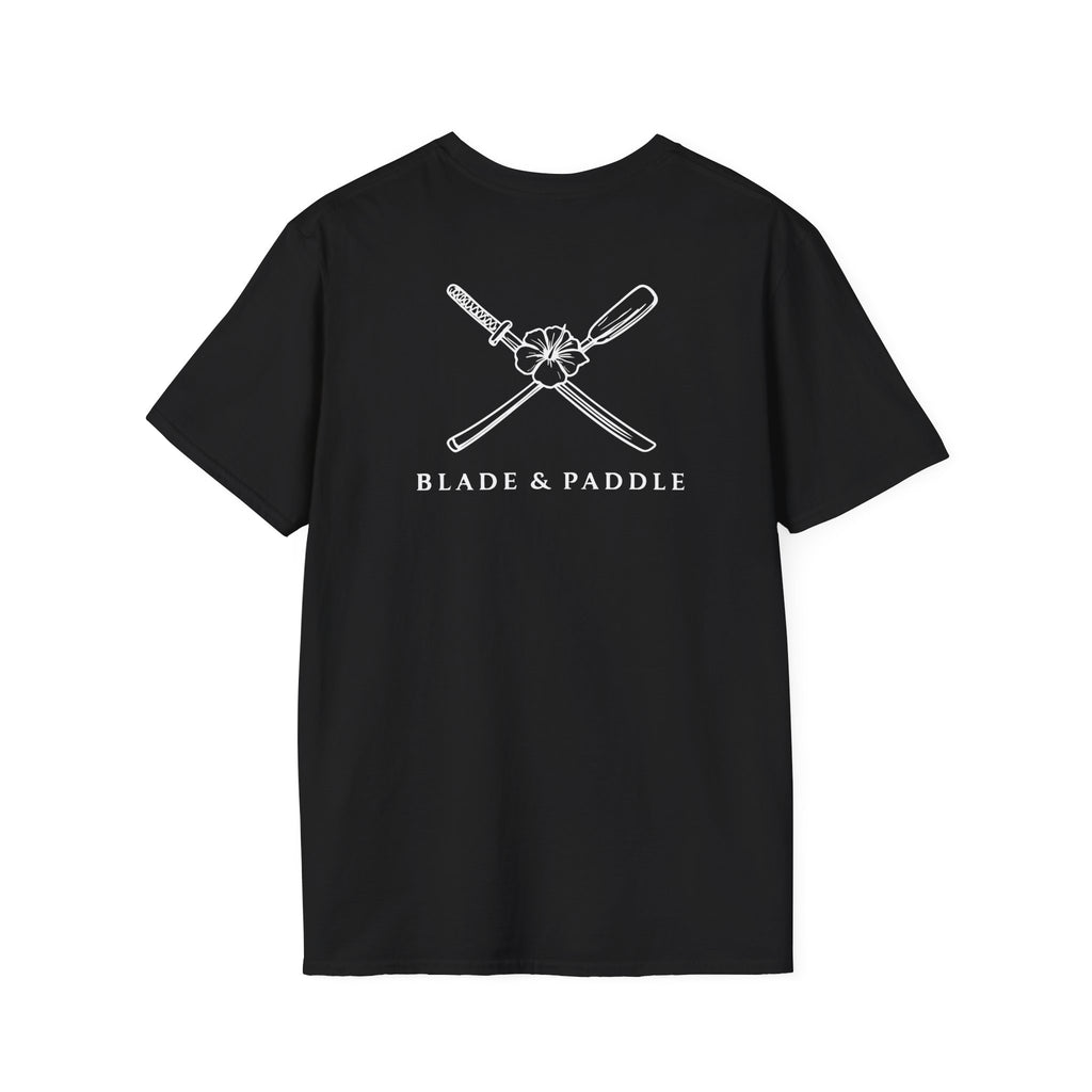 Dark Blade & Paddle T-Shirt (Front/Back logos are white lineart)