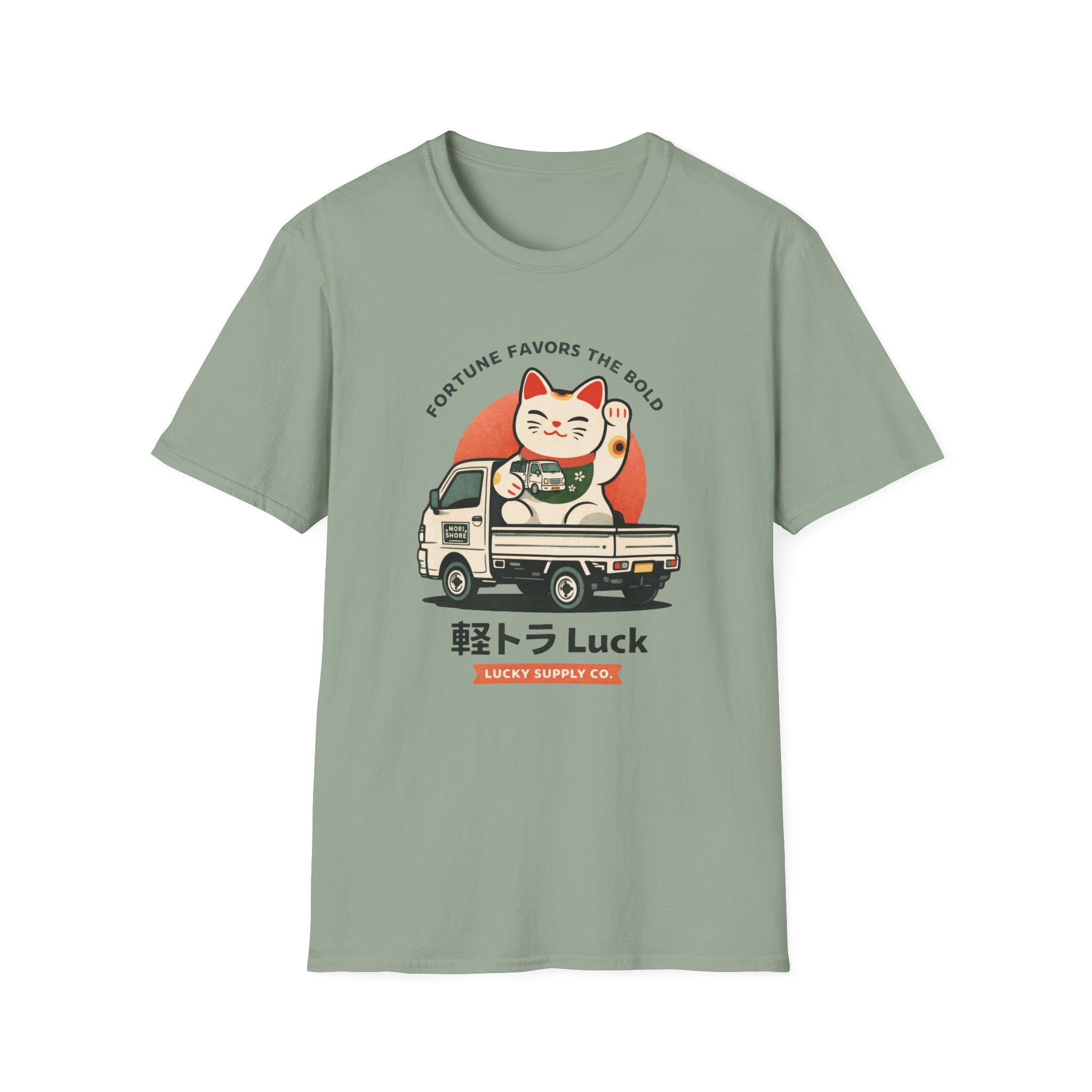 Lucky Maneki-Neko Truck T-Shirt — "Fortune Favors the Bold"