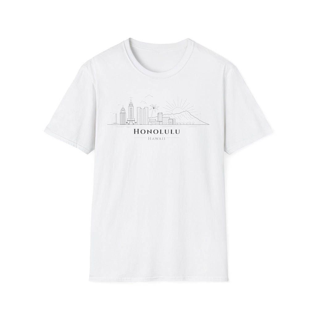 Honolulu Skyline T-Shirt (black lineart & text)