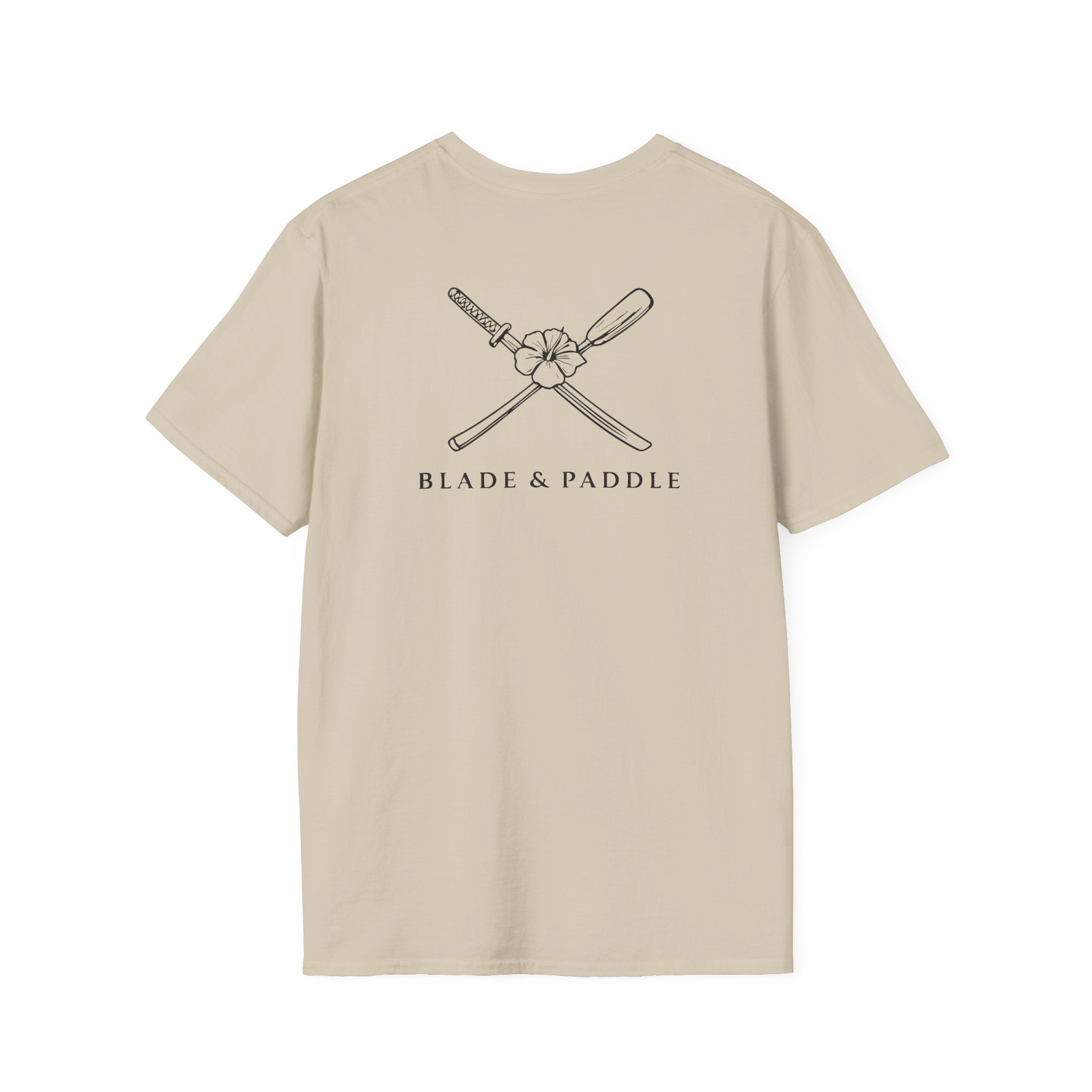 Blade & Paddle T-Shirt (Front/Back logos in black lineart)