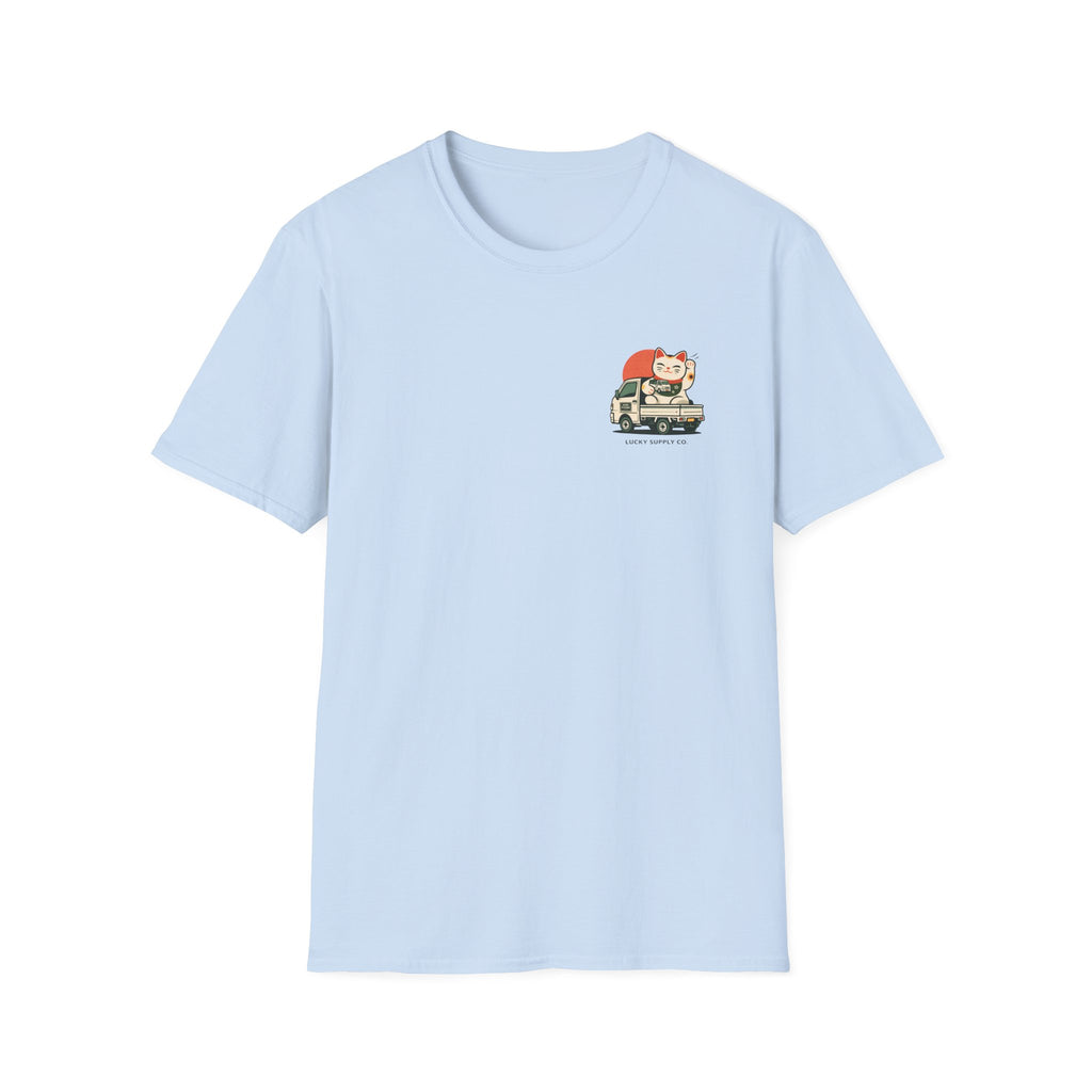 Small Front Logo Lucky Maneki-Neko Truck T-Shirt — "Fortune Favors the Bold"