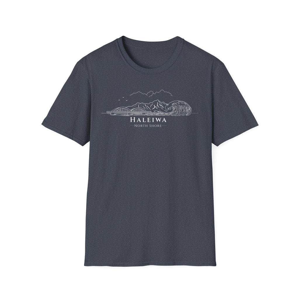 Haleiwa Skyline T-Shirt (white lineart & text)