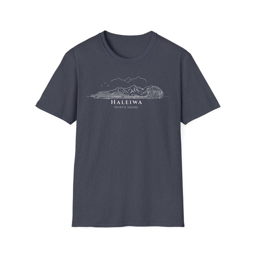 Haleiwa Skyline T-Shirt (white lineart & text)