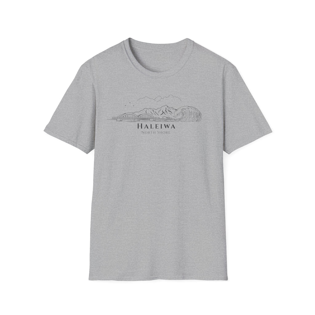 Haleiwa Skyline T-Shirt (black lineart & text)