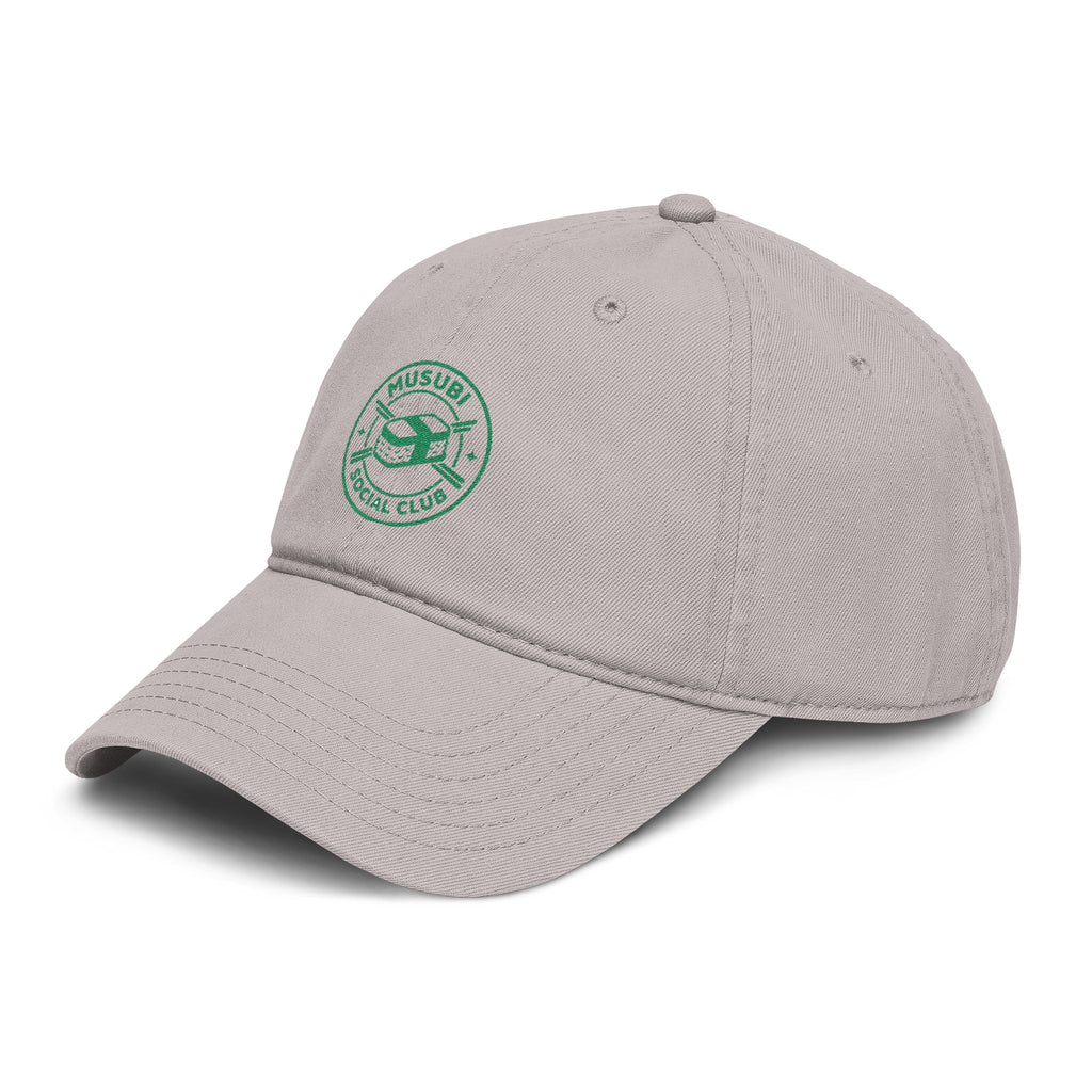 Washed Baseball Cap with Green Musubi Social Club Logo