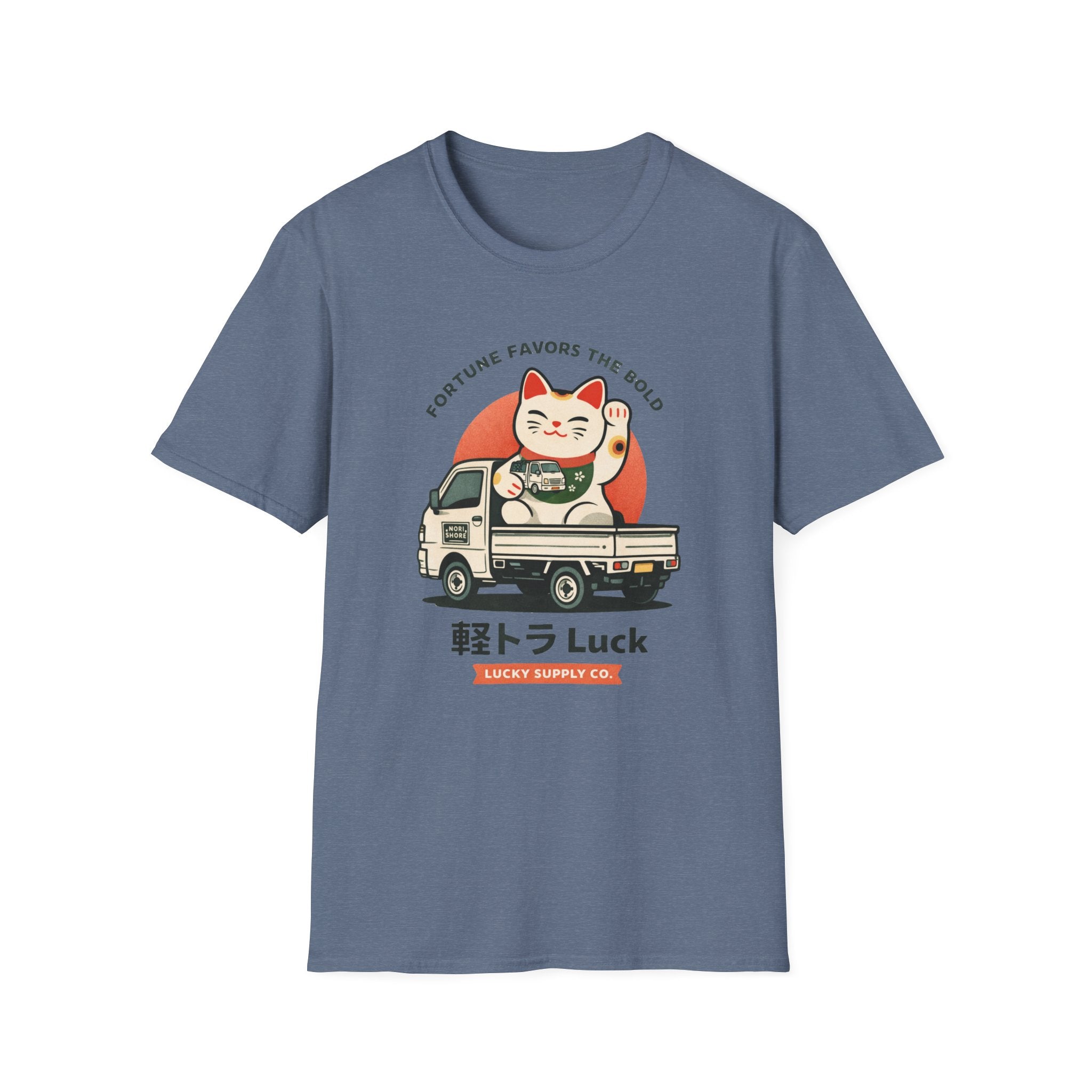 Lucky Maneki-Neko Truck T-Shirt — "Fortune Favors the Bold"