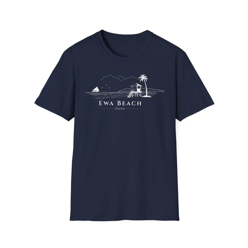 Ewa Beach Skyline T-Shirt (white lineart & text)