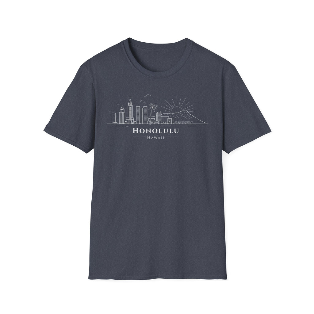 Honolulu Skyline T-Shirt (white lineart & text)