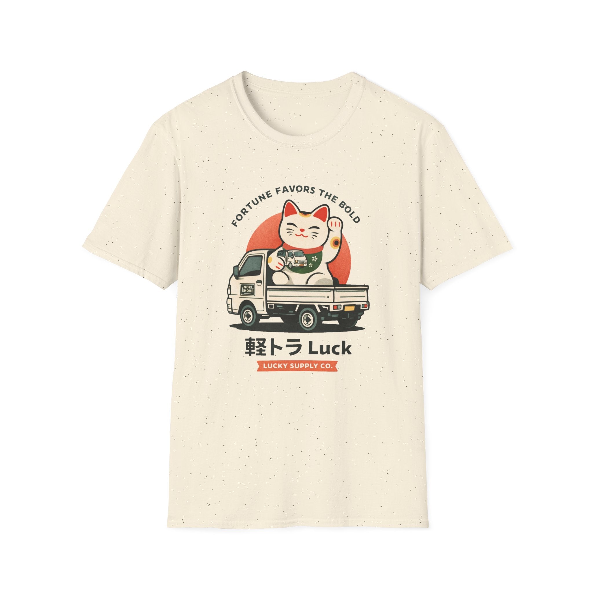 Lucky Maneki-Neko Truck T-Shirt — "Fortune Favors the Bold"