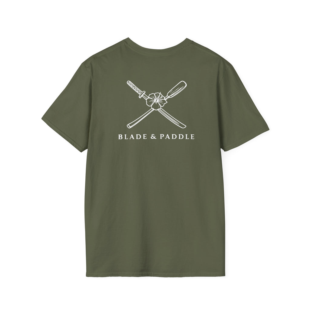 Dark Blade & Paddle T-Shirt (Front/Back logos are white lineart)