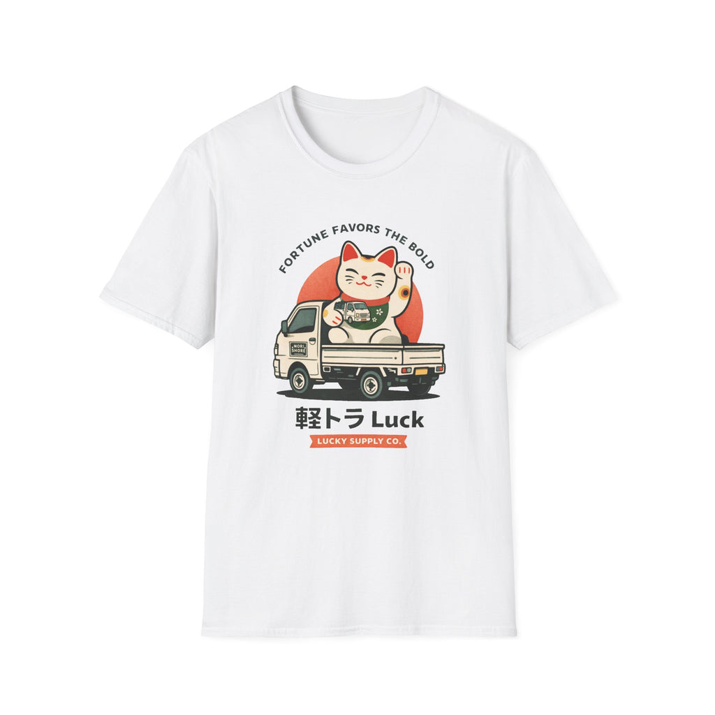 Lucky Maneki-Neko Truck T-Shirt — "Fortune Favors the Bold"
