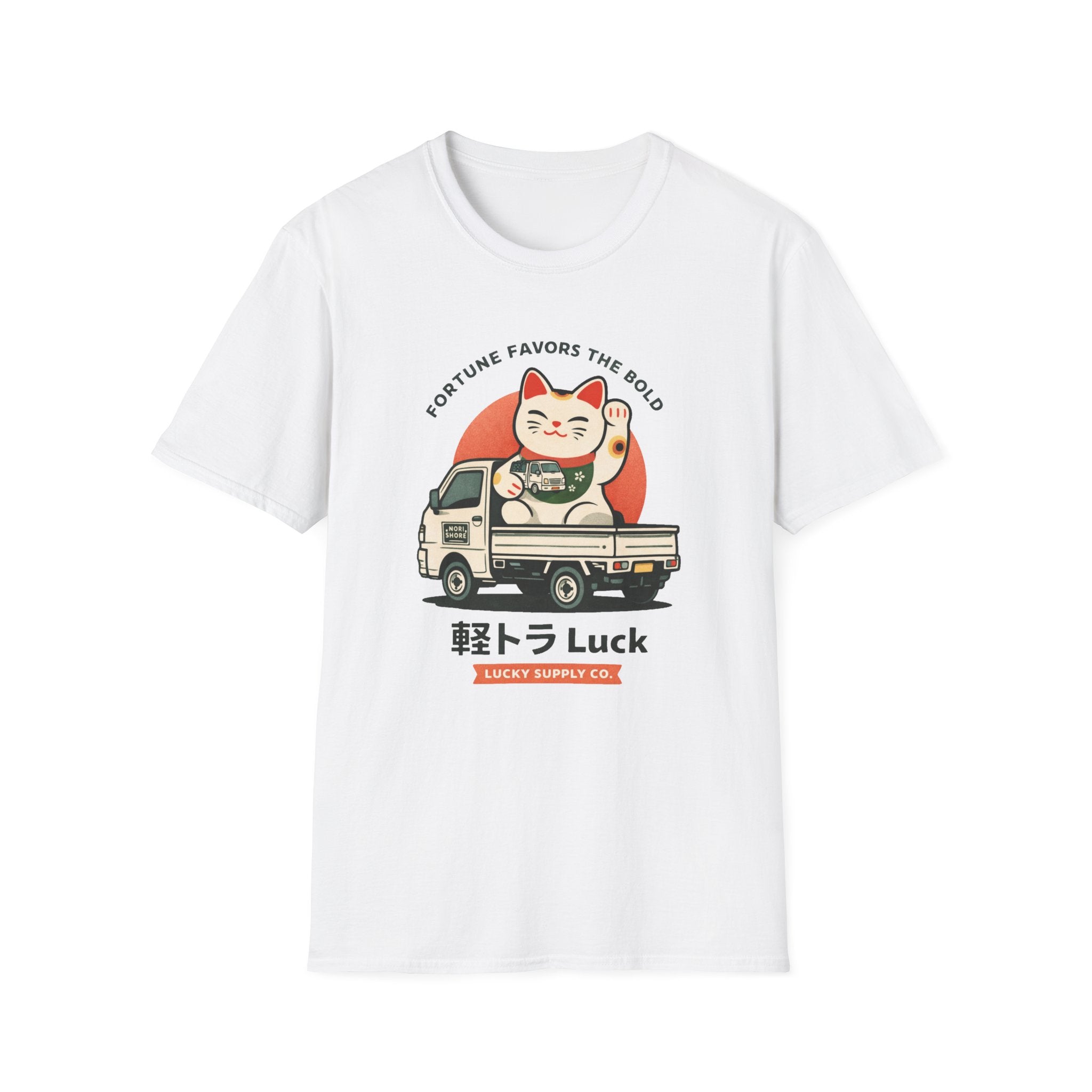 Lucky Maneki-Neko Truck T-Shirt — "Fortune Favors the Bold"
