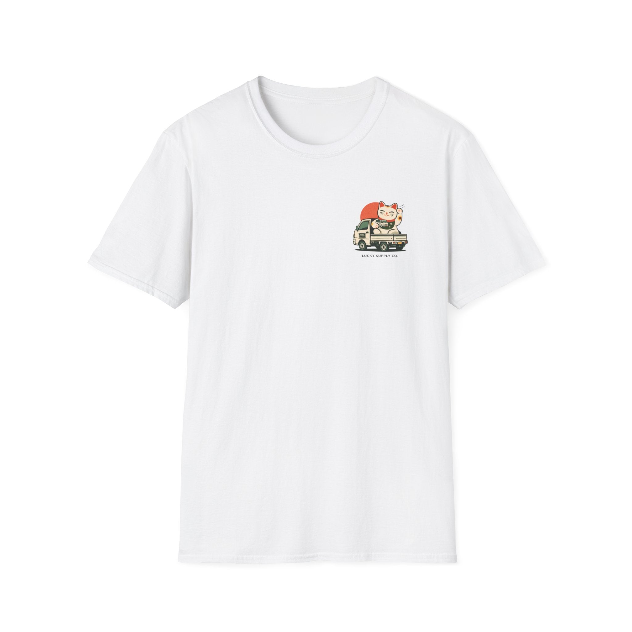 Small Front Logo Lucky Maneki-Neko Truck T-Shirt — "Fortune Favors the Bold"