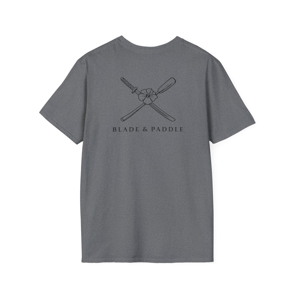 Blade & Paddle T-Shirt (Front/Back logos in black lineart)