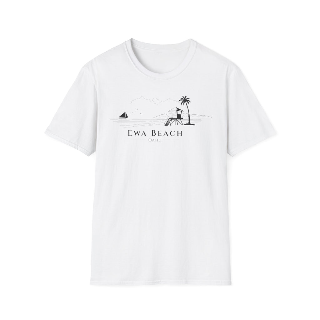 Ewa Beach Skyline T-Shirt (black lineart & text)