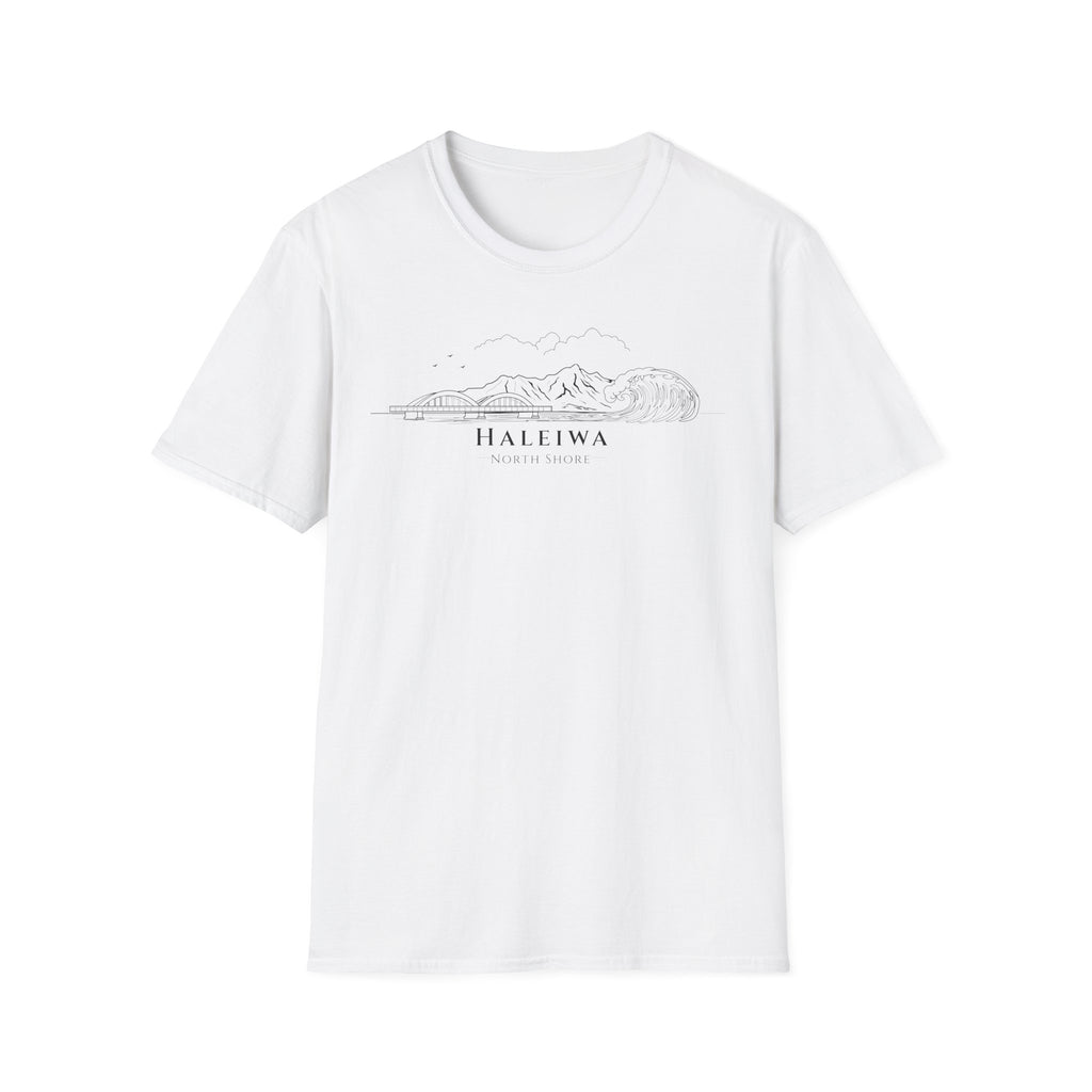 Haleiwa Skyline T-Shirt (black lineart & text)