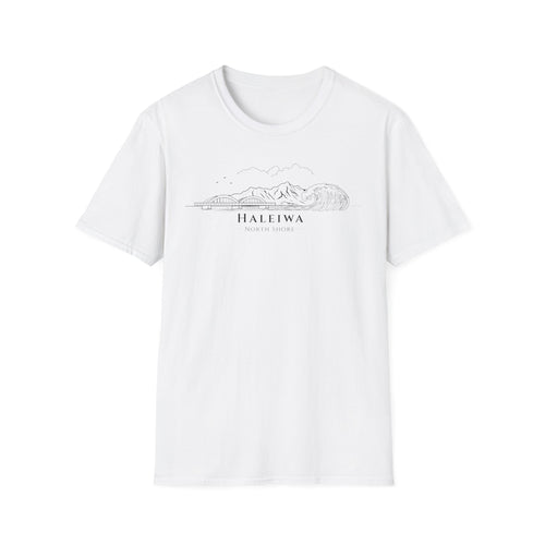 Haleiwa Skyline T-Shirt (black lineart & text)