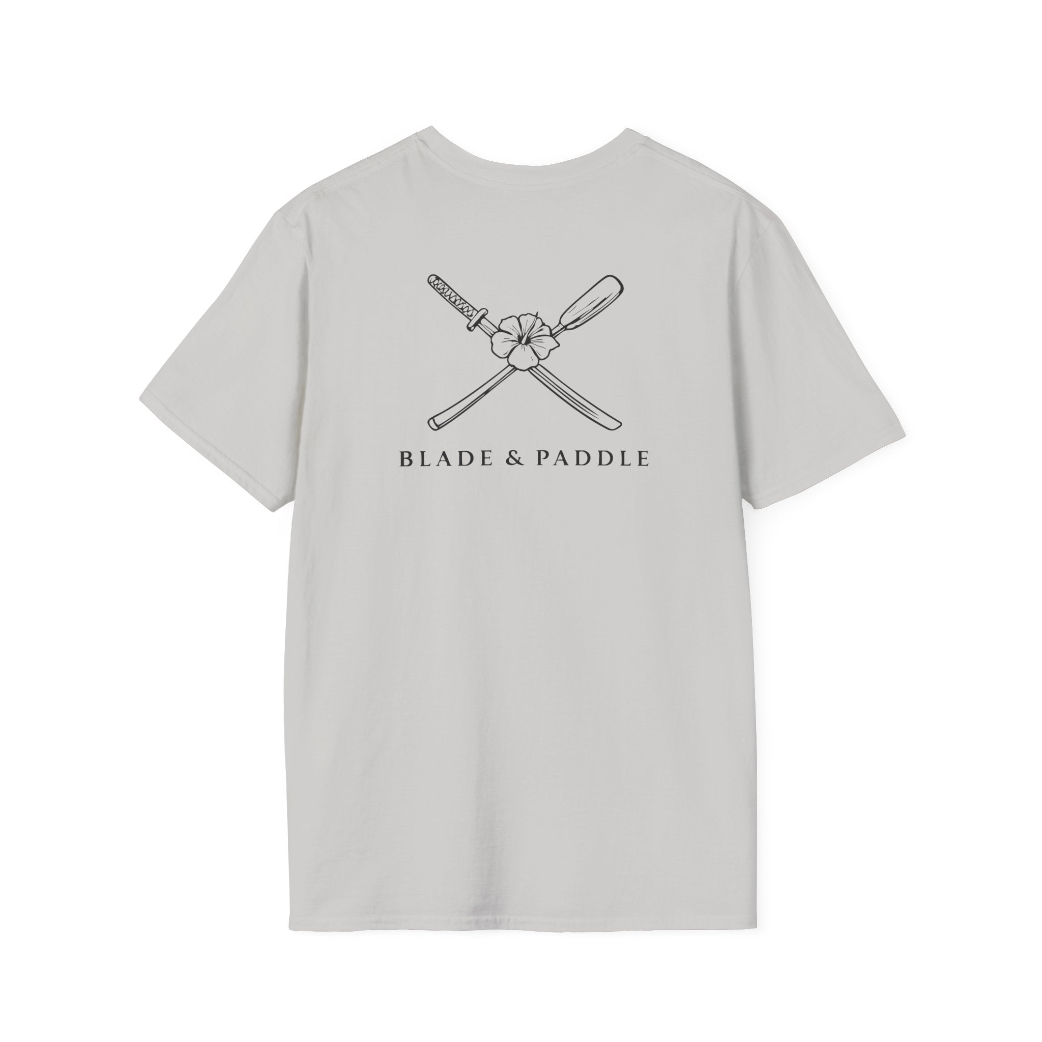 Blade & Paddle T-Shirt (Front/Back logos in black lineart)