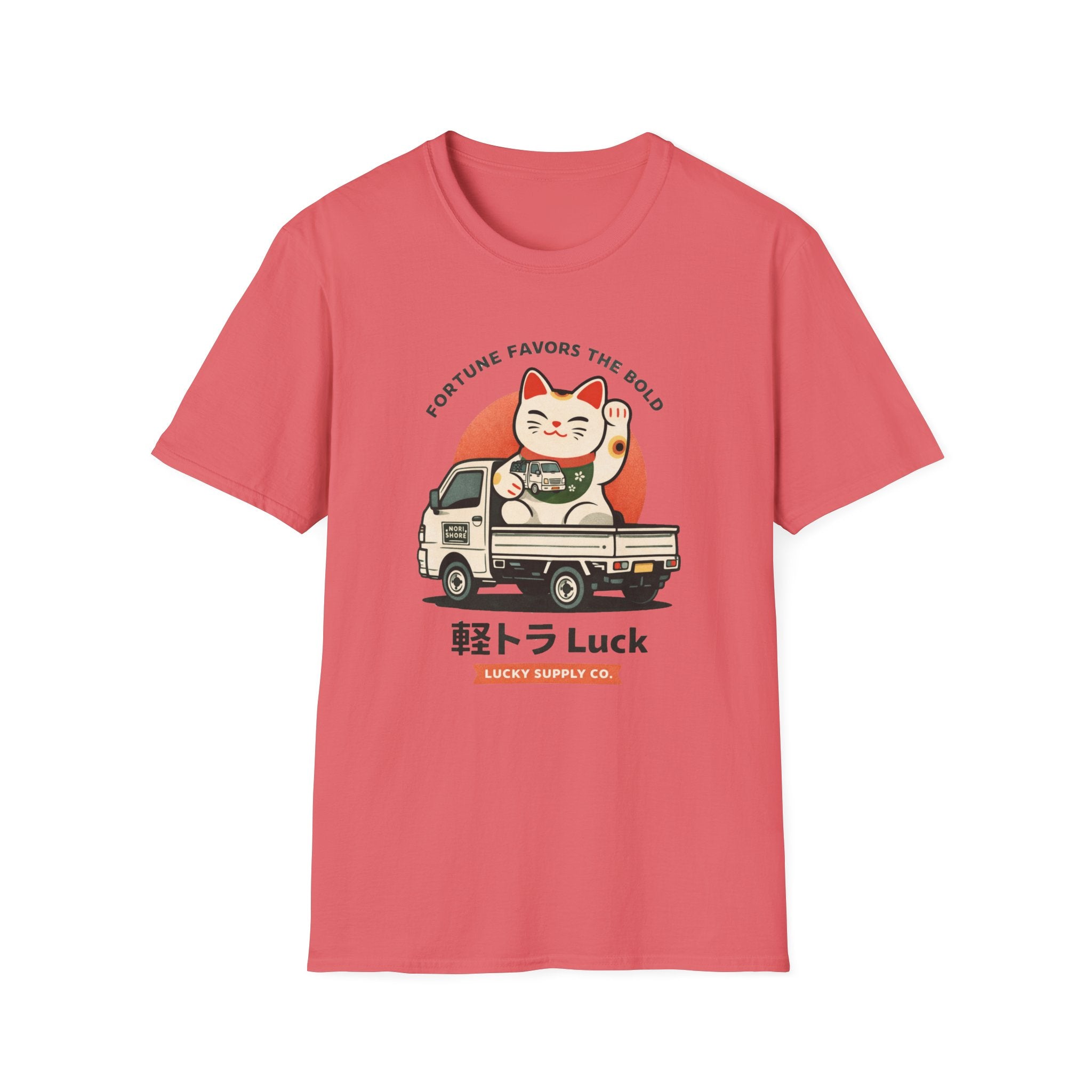 Lucky Maneki-Neko Truck T-Shirt — "Fortune Favors the Bold"